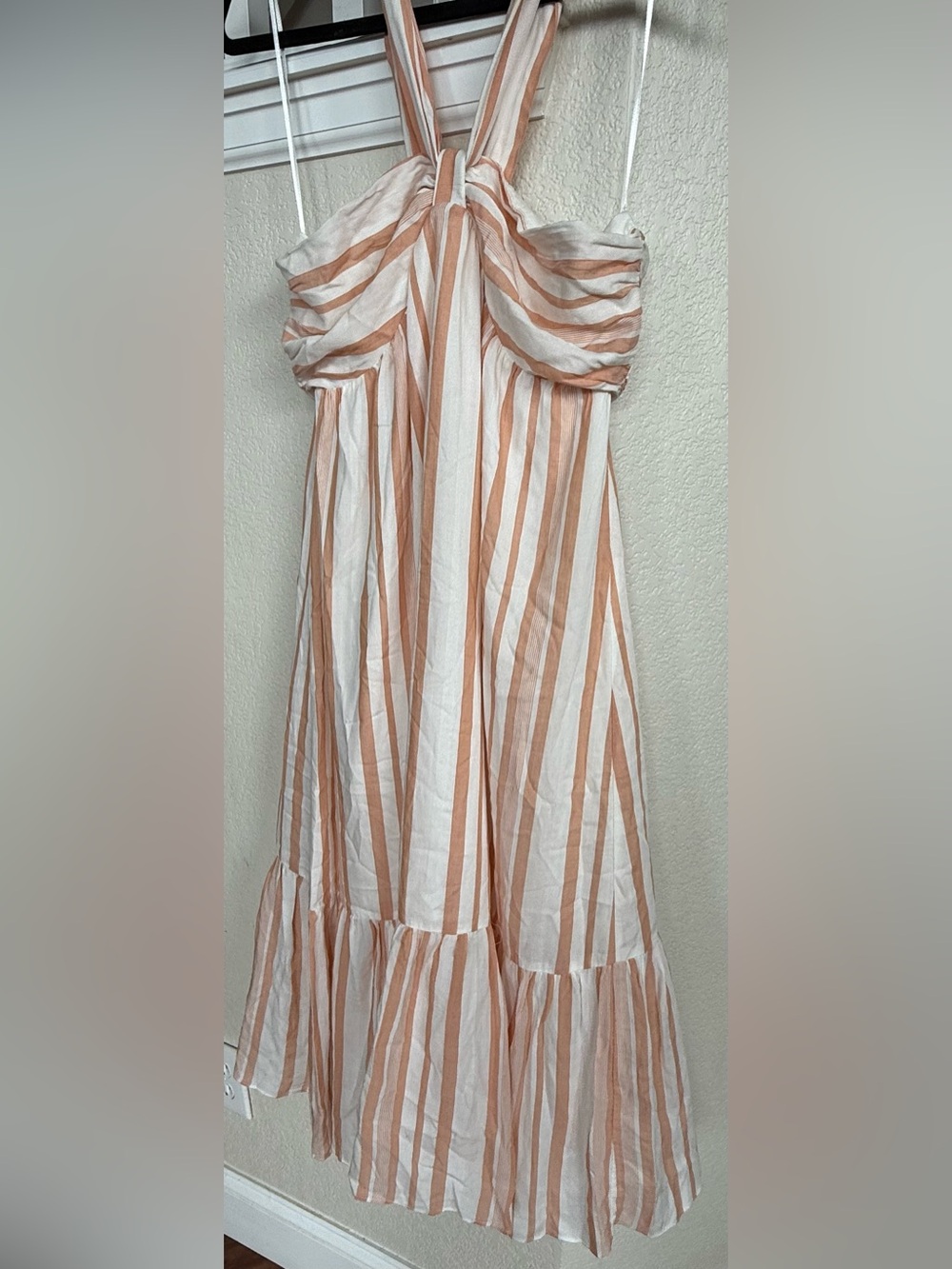 Wander White and Peach Striped Maxi Dress